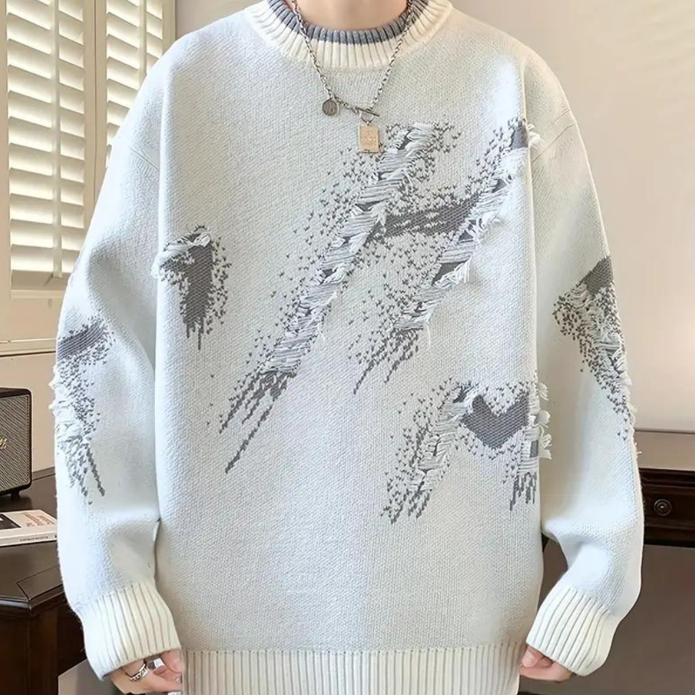 Troilus - Pull locker coupé avec col rond pour hommes