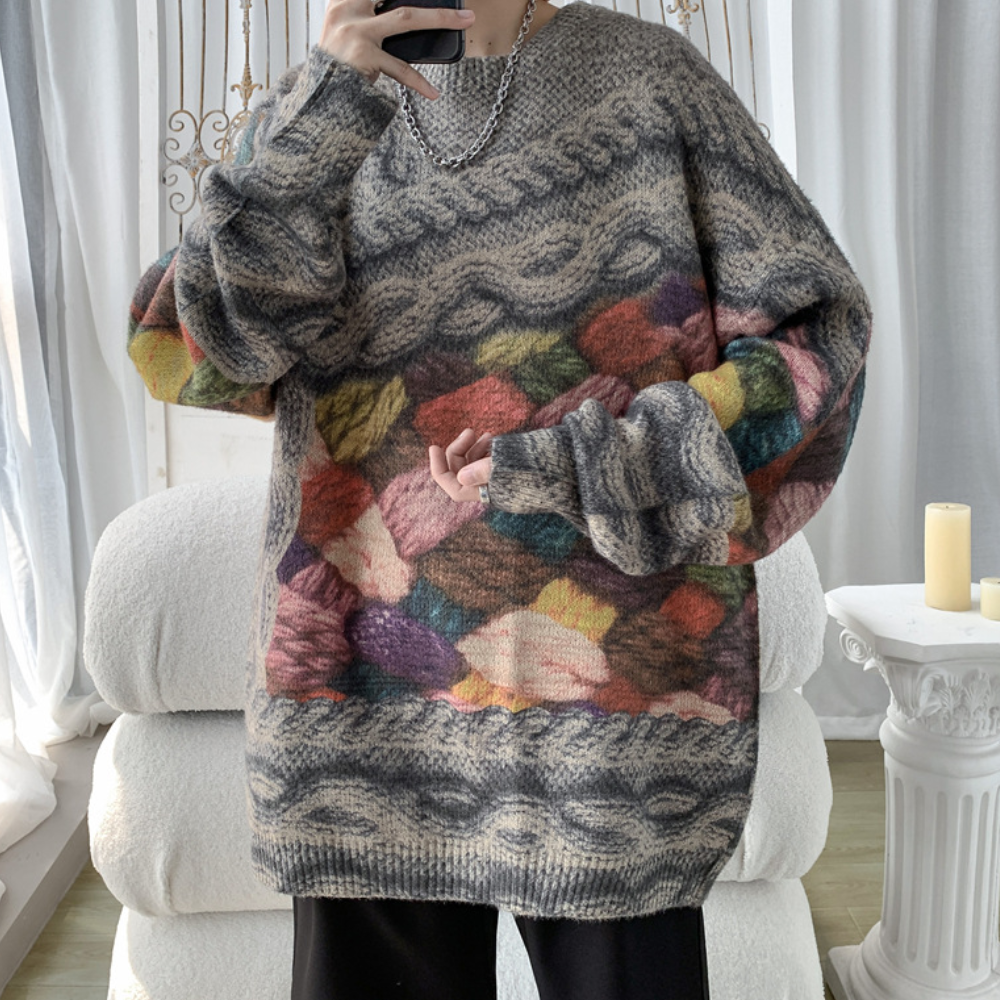 Ferke - Bedruckter, locker sitzender Herrenpullover