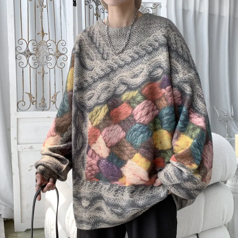 Ferke - Bedruckter, locker sitzender Herrenpullover