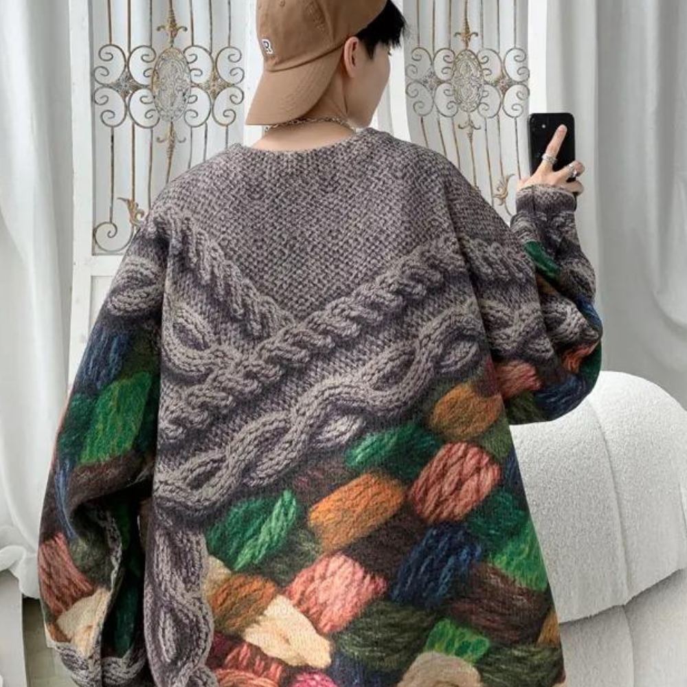Ferke - Bedruckter, locker sitzender Herrenpullover