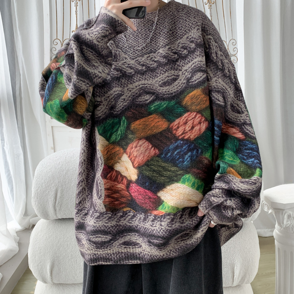 Ferke - Bedruckter, locker sitzender Herrenpullover