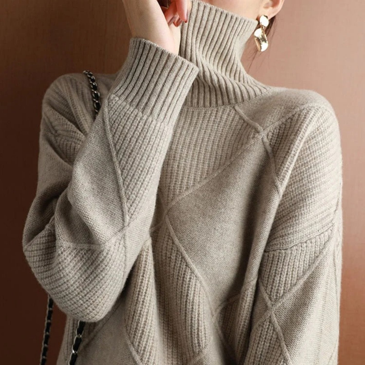 Valmere – Pull à col roulé pour femmes en coton, classique et chaud