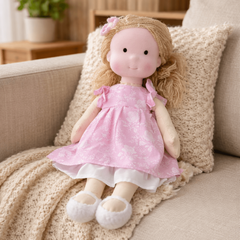Handgemachte Stoffpuppe aus Baumwolle – Weiches Material & Schlichtes Design