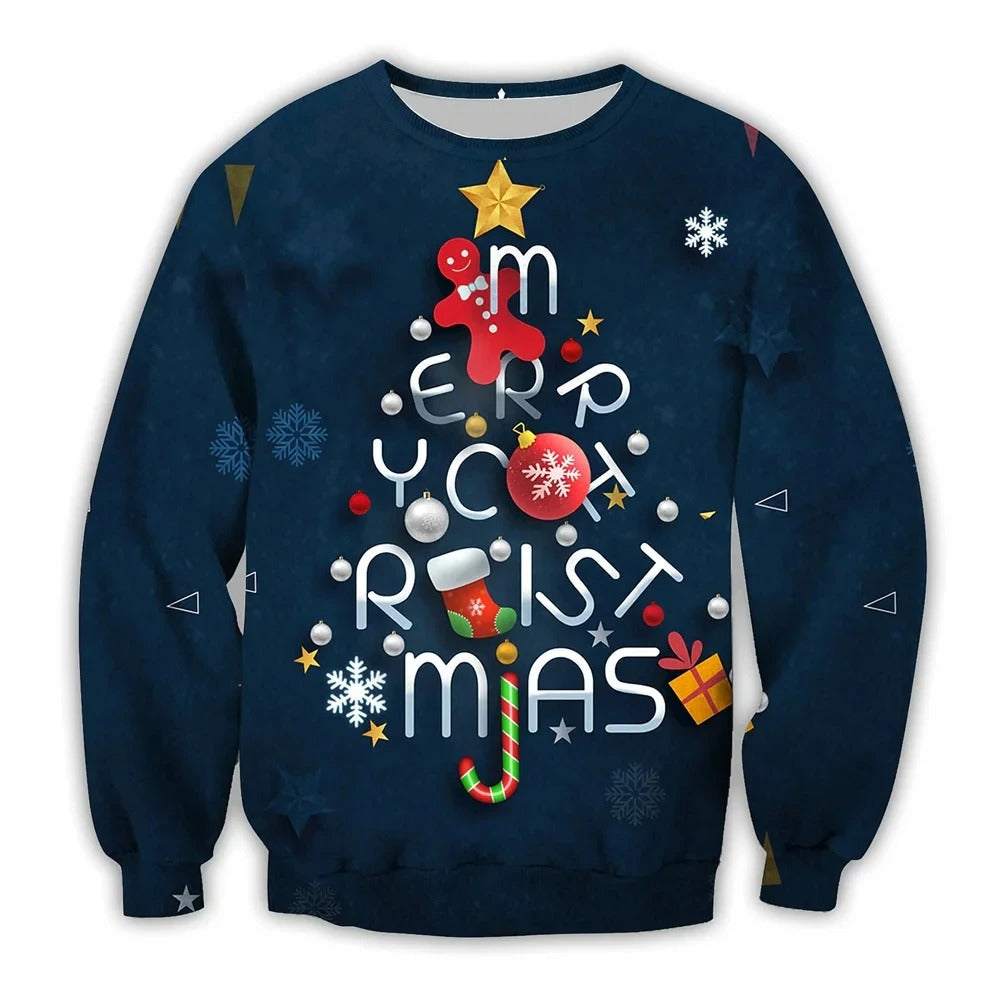 Tæt siddende julesweater - herresweater med rund hals til højtiderne