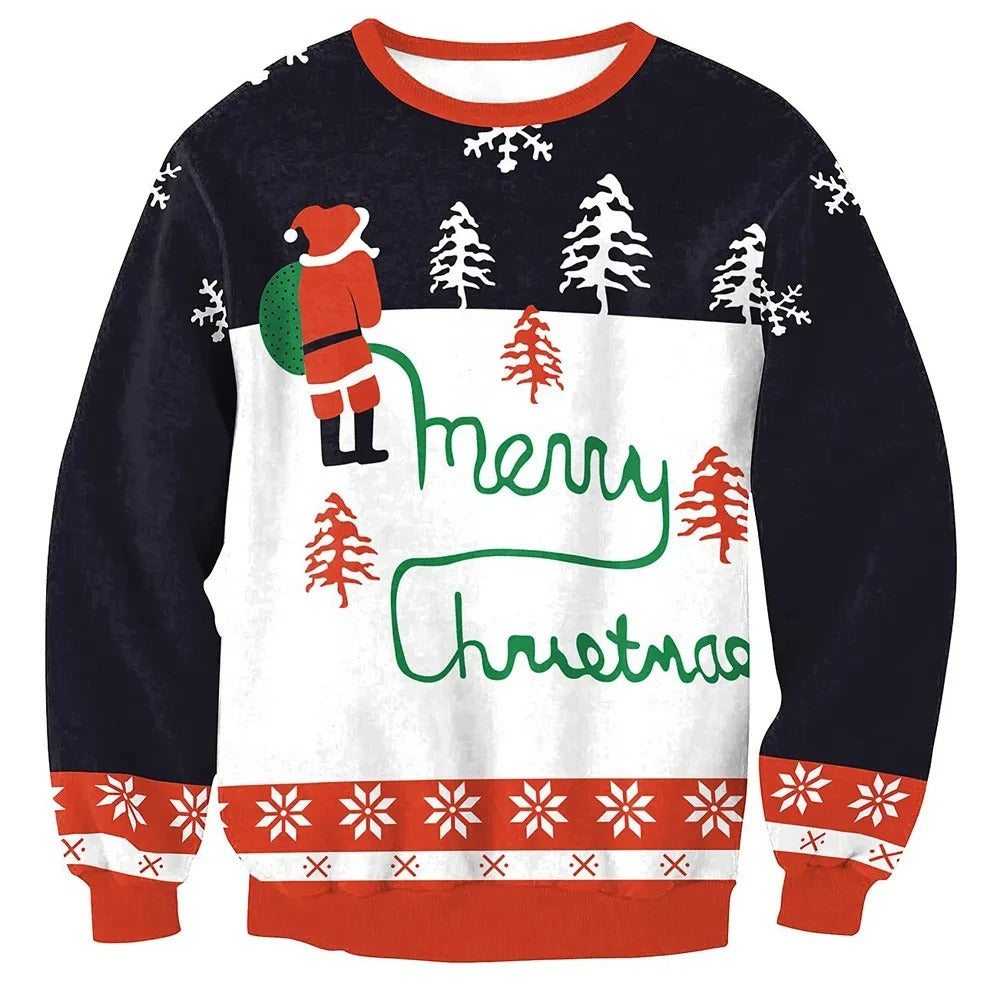 Tæt siddende julesweater - herresweater med rund hals til højtiderne