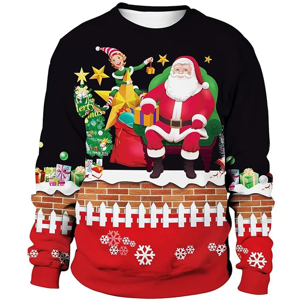 Tæt siddende julesweater - herresweater med rund hals til højtiderne