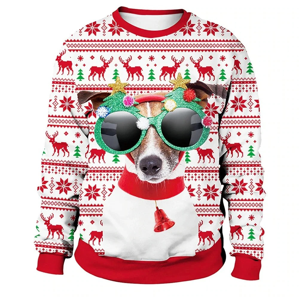 Tæt siddende julesweater - herresweater med rund hals til højtiderne