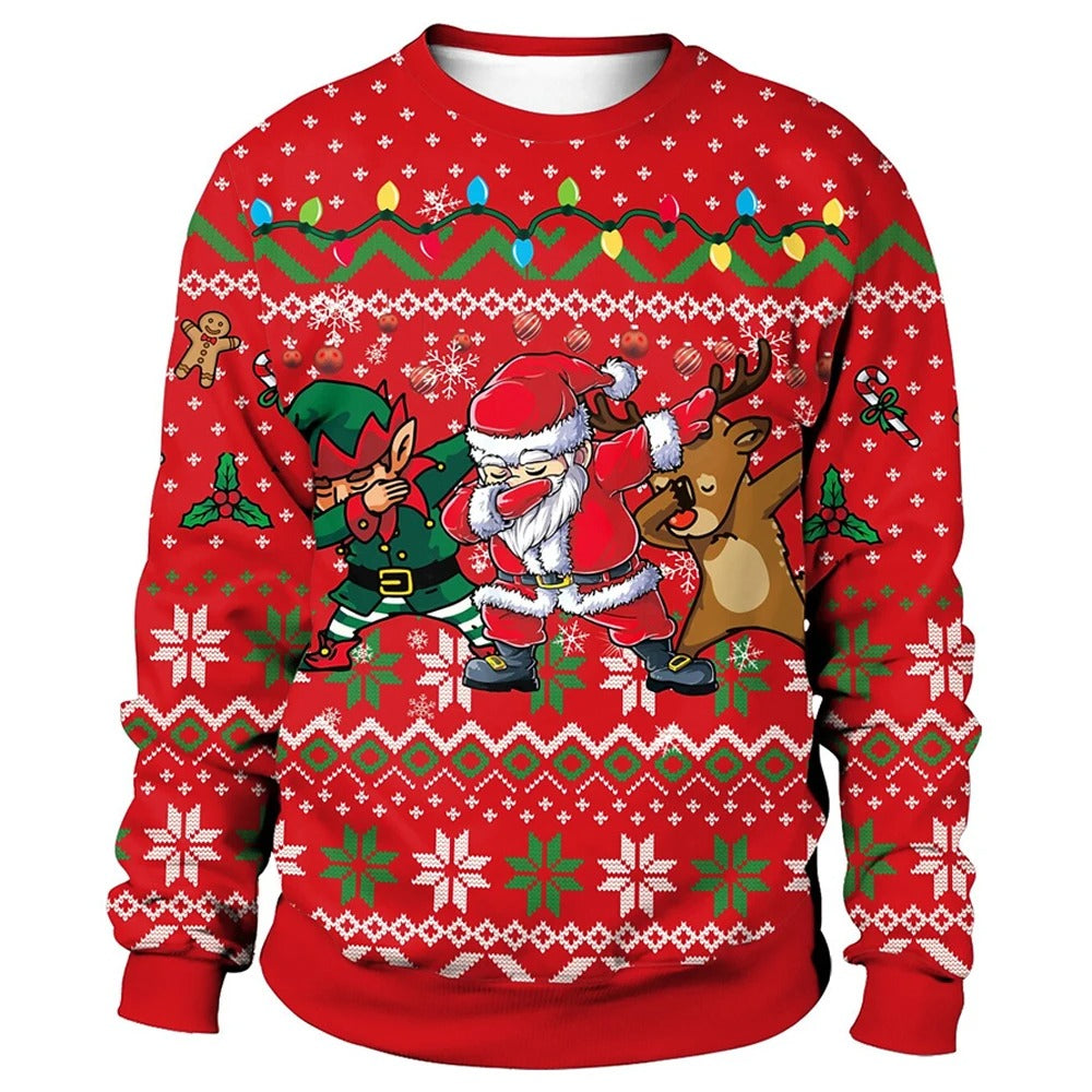 Tæt siddende julesweater - herresweater med rund hals til højtiderne