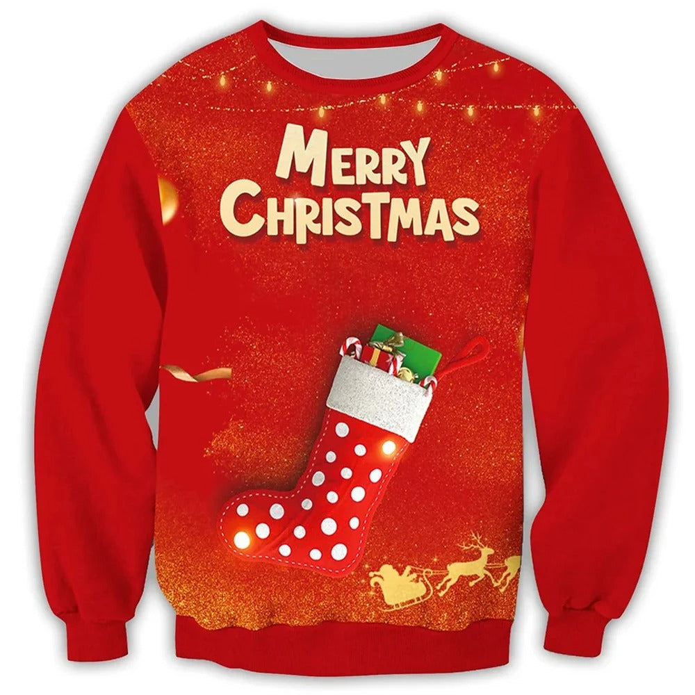 Tæt siddende julesweater - herresweater med rund hals til højtiderne