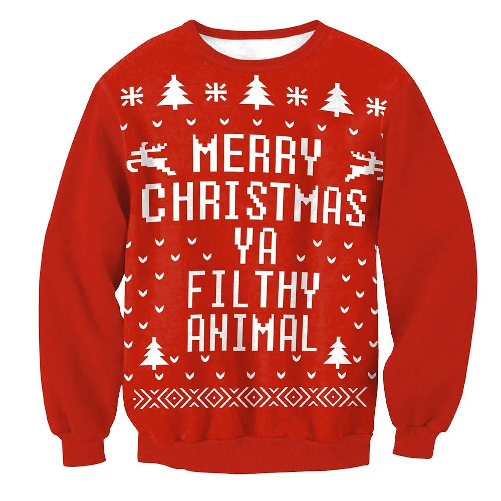 Tæt siddende julesweater - herresweater med rund hals til højtiderne