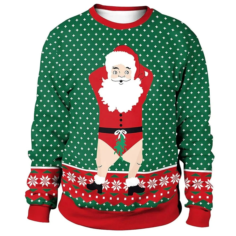 Tæt siddende julesweater - herresweater med rund hals til højtiderne