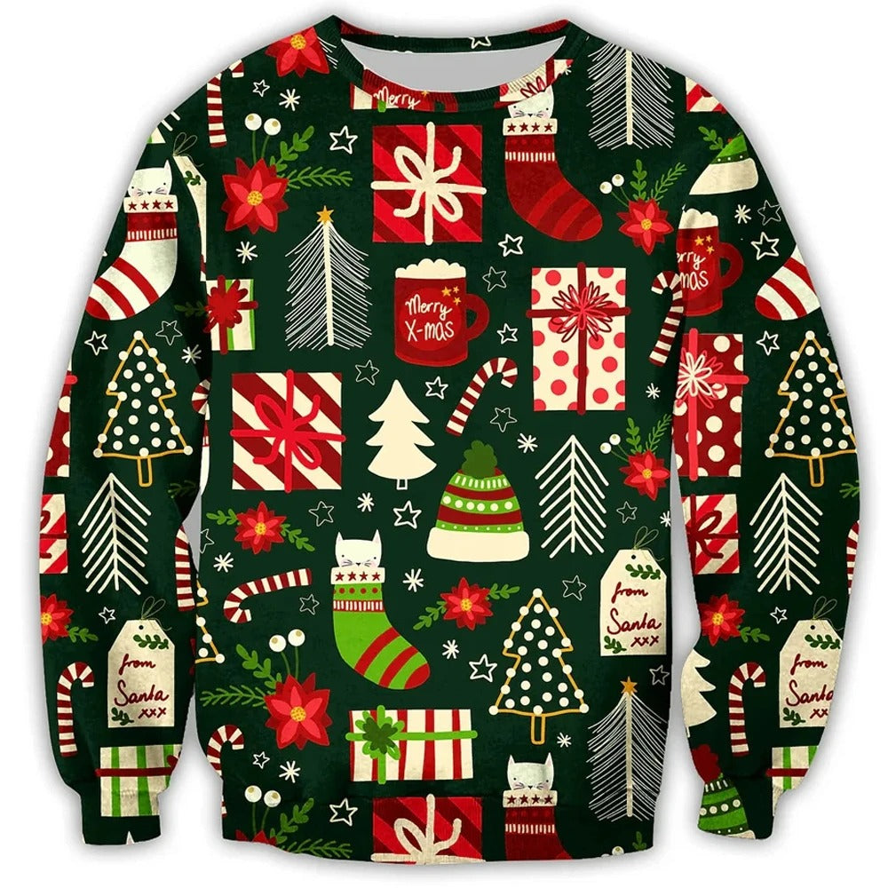 Tæt siddende julesweater - herresweater med rund hals til højtiderne