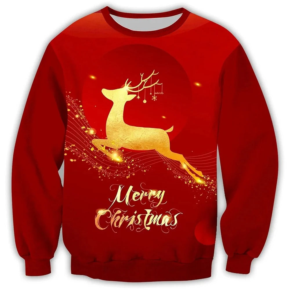 Tæt siddende julesweater - herresweater med rund hals til højtiderne
