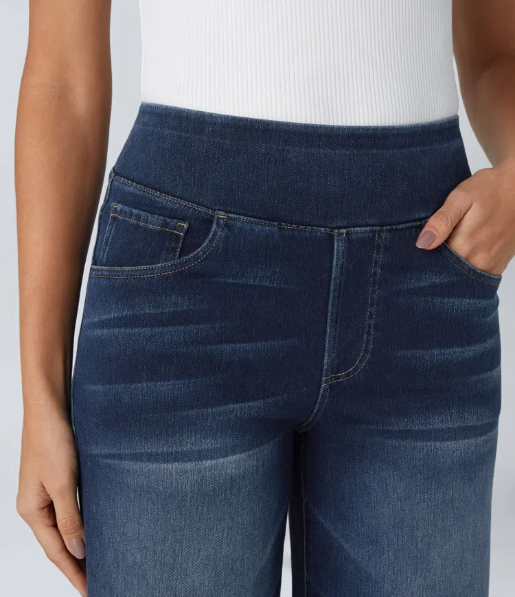Behagelige high-waist jeans til damer med vide ben og stretch