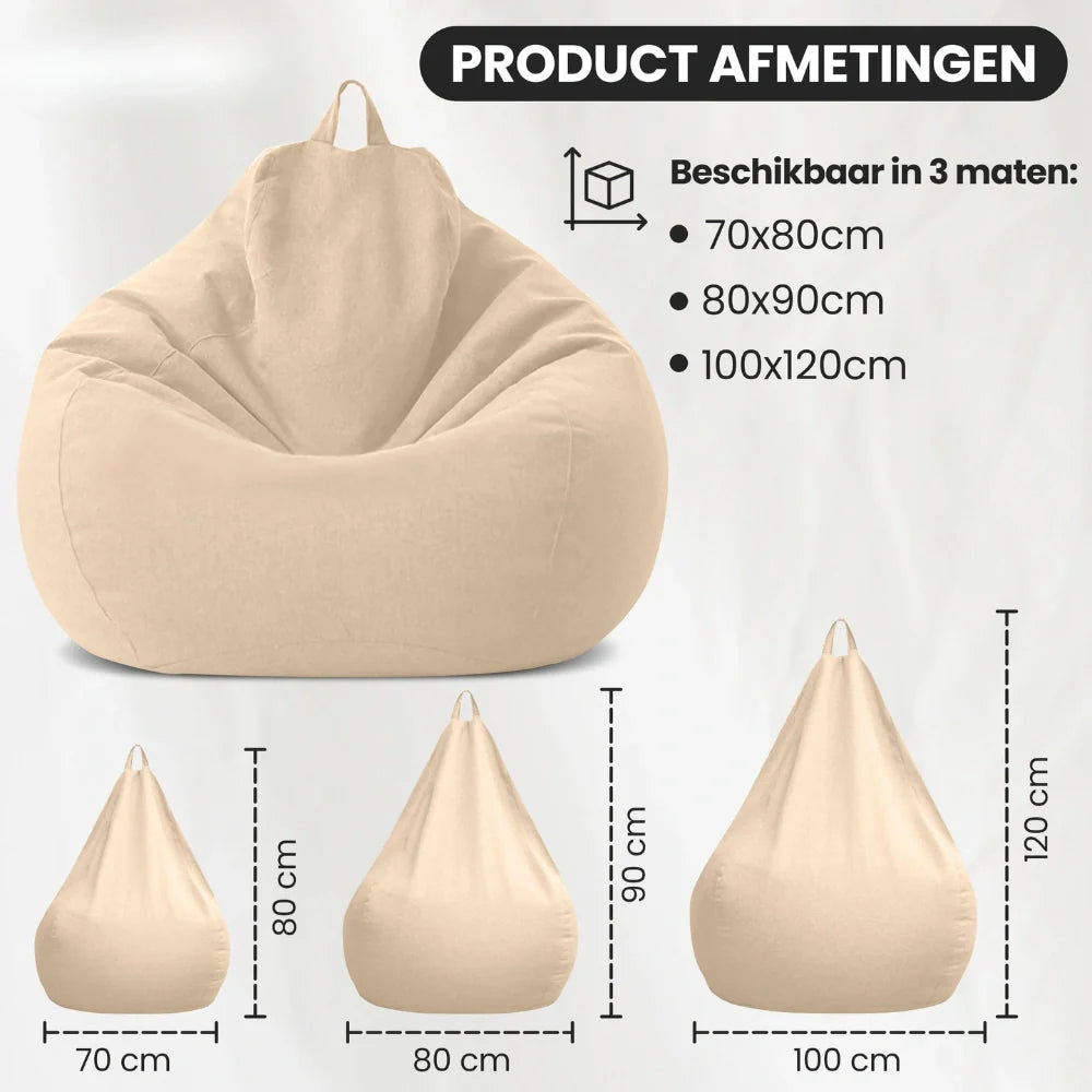 Linumo – Sitzsack Leinen ergonomisch – ideal für Zuhause
