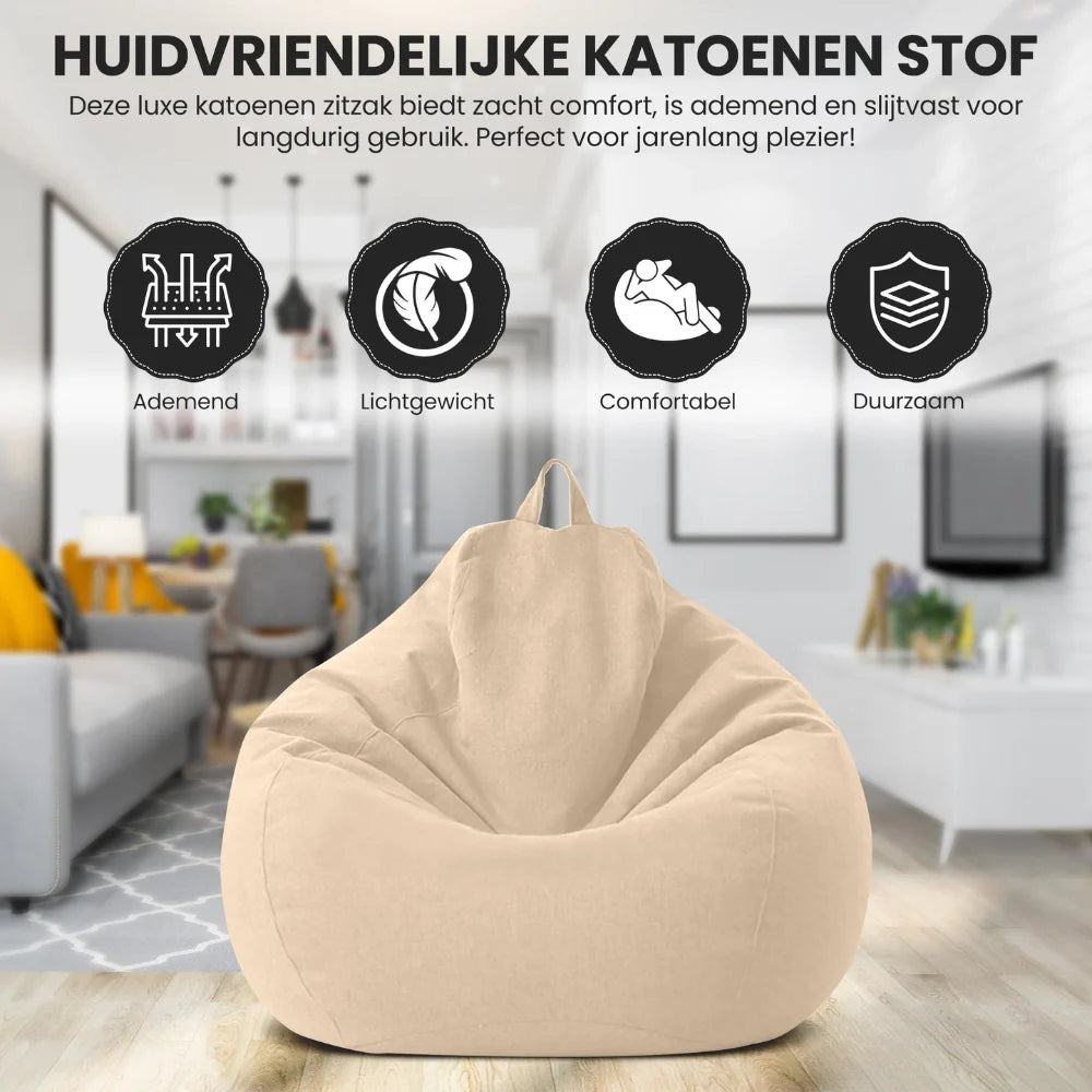Linumo – Sitzsack Leinen ergonomisch – ideal für Zuhause