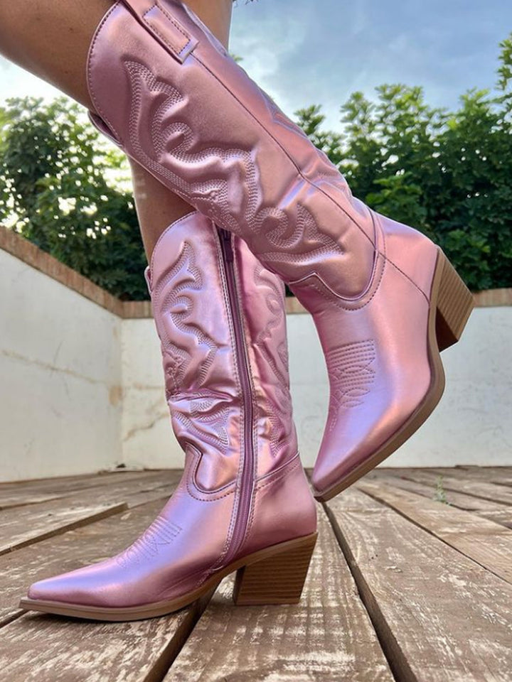 Cowboystiefel Damen – Westernstil mit Stickerei & Reißverschluss