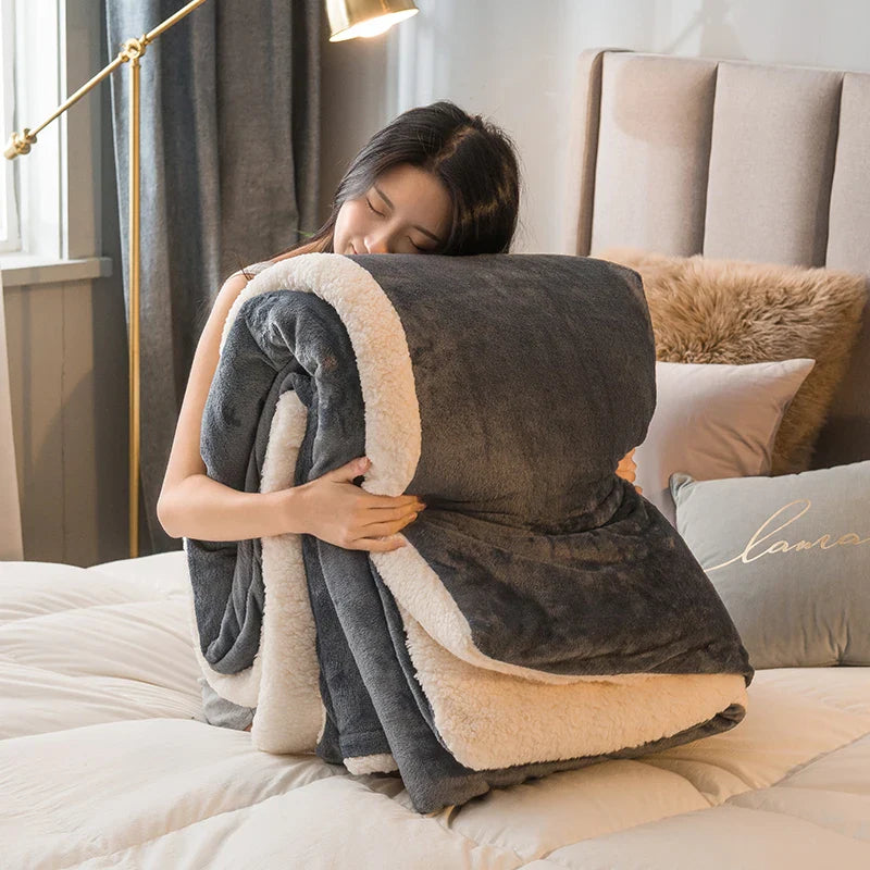 WoolHaven – Winterdecke mit Plüschfutter & Doppelseitigem Woll-Design