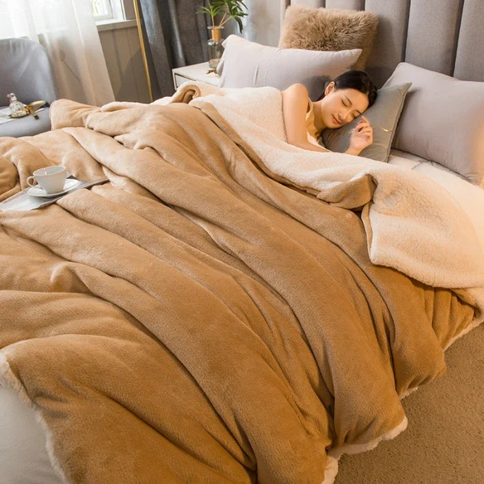 WoolHaven – Winterdecke mit Plüschfutter & Doppelseitigem Woll-Design