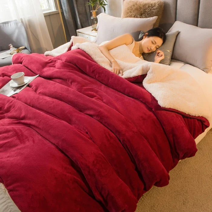 WoolHaven – Winterdecke mit Plüschfutter & Doppelseitigem Woll-Design