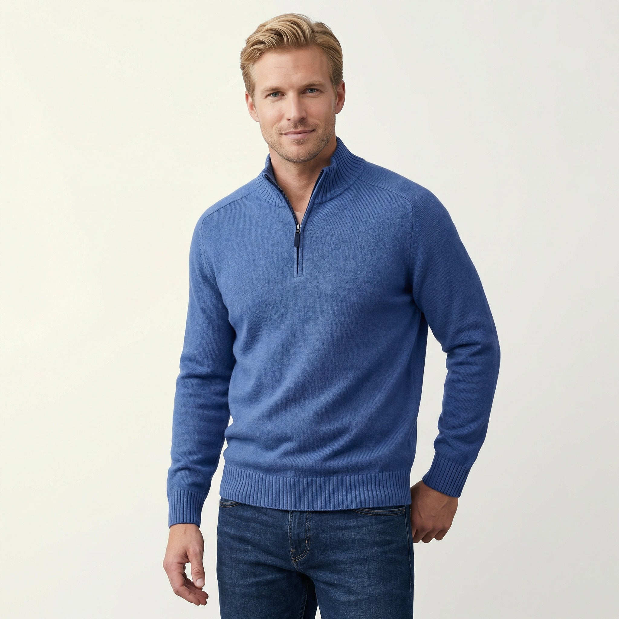 Herrenpullover mit Reißverschluss – Stehkragen & weiches Tragegefühl