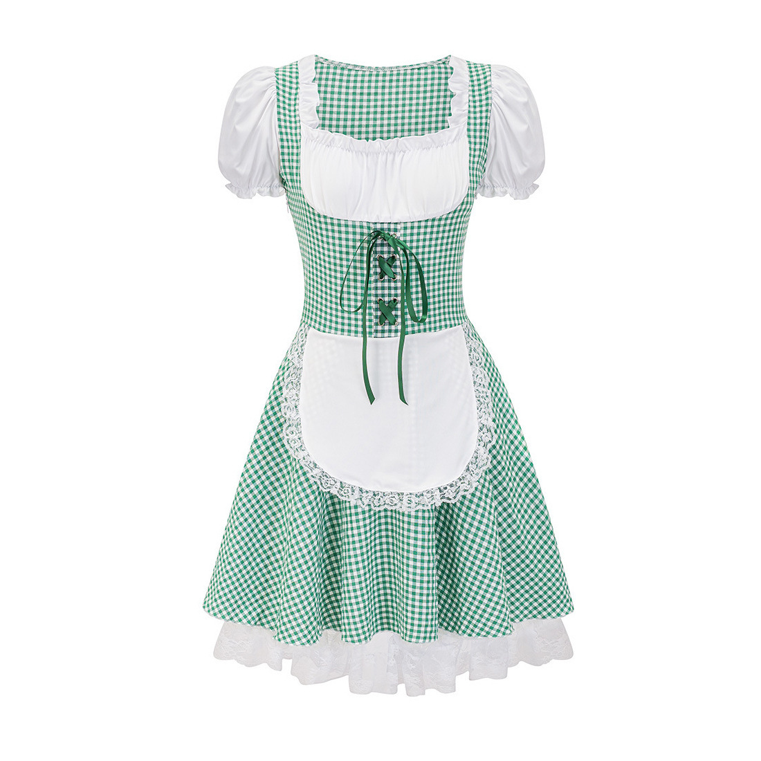 Bergliebe – Damen Dirndl schulterfrei aus Baumwolle mit Karomuster – Festlich