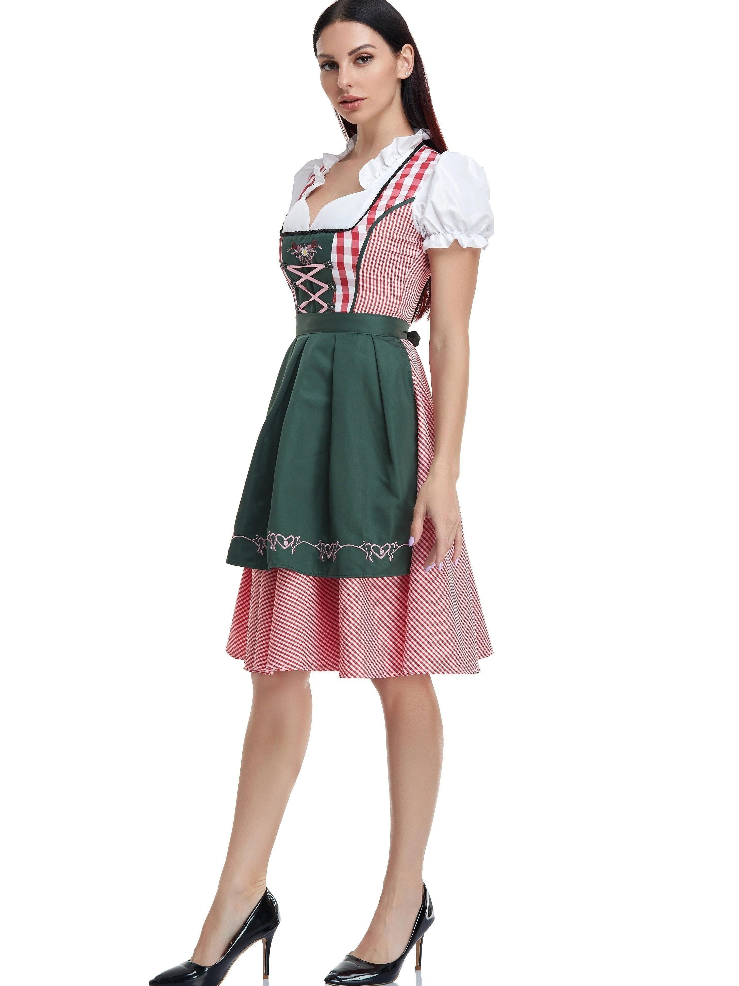 Alpenherz – Dirndl Kleid Olivgrün Baumwolle – Damen Trachtenstil Fest