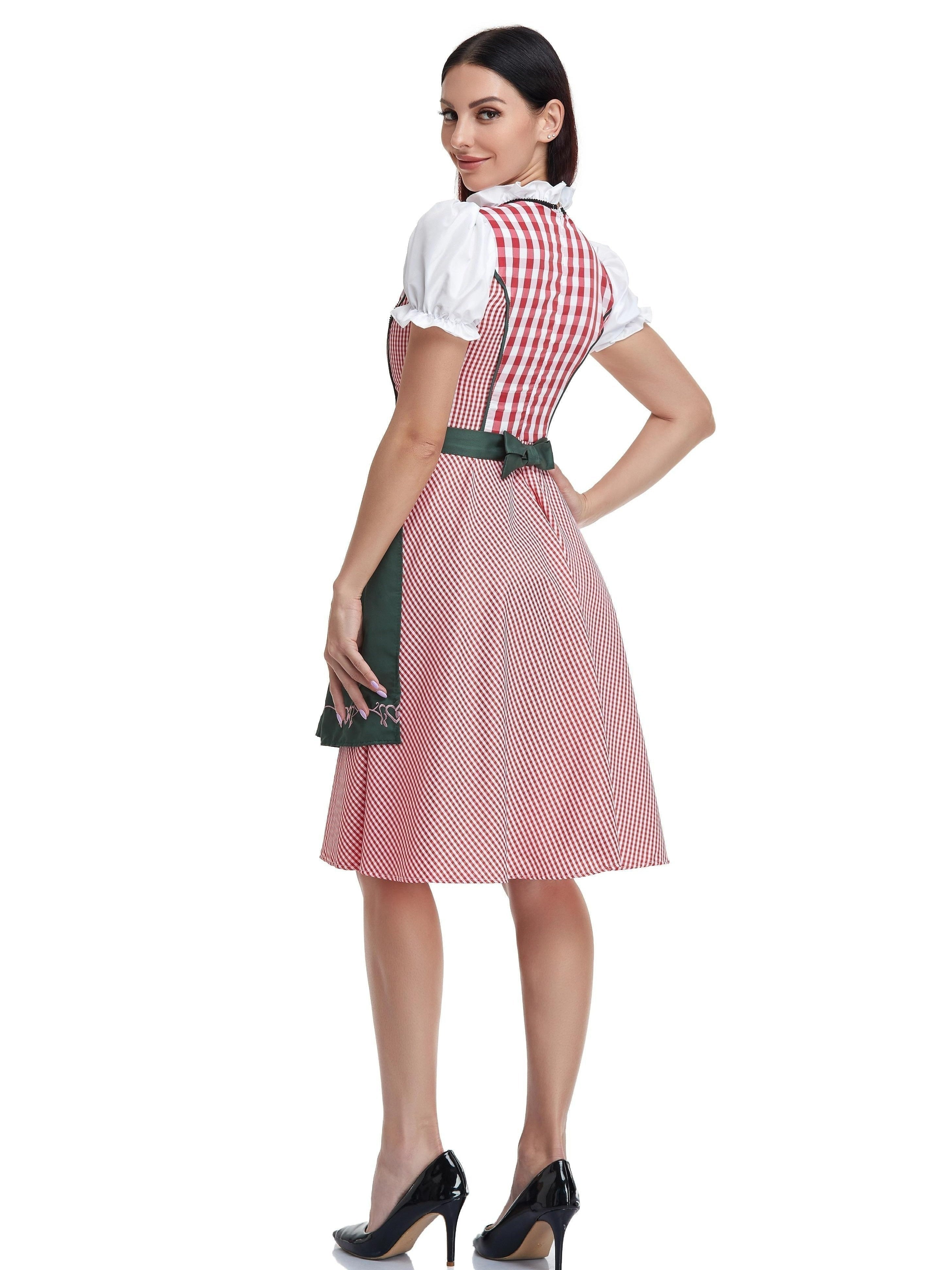 Alpenherz – Dirndl Kleid Olivgrün Baumwolle – Damen Trachtenstil Fest