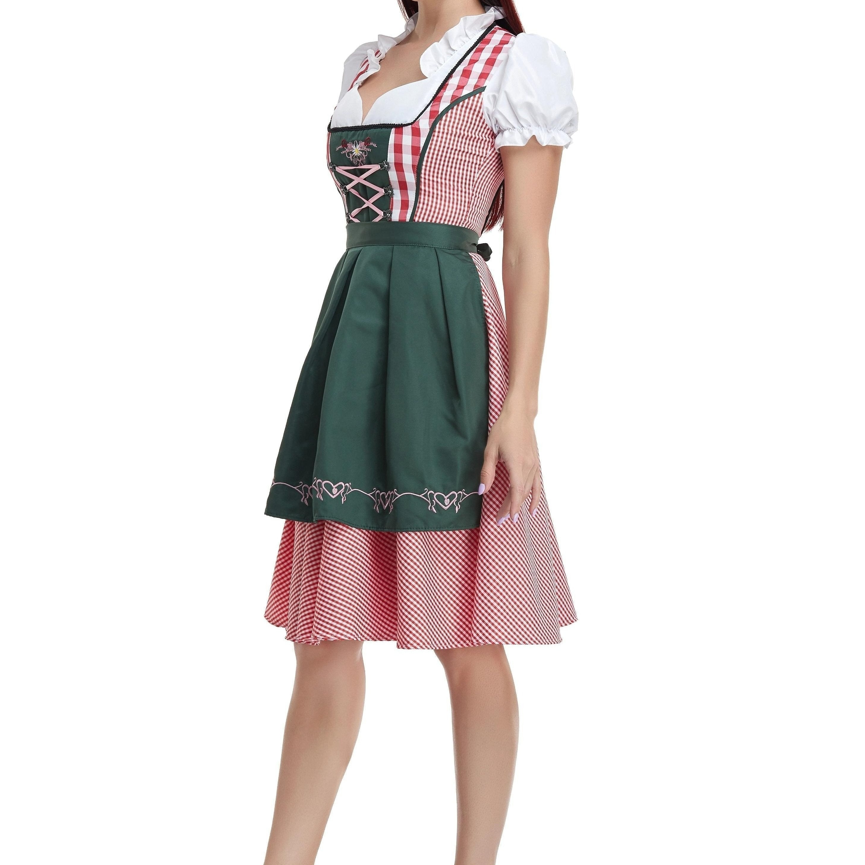Alpenherz – Dirndl Kleid Olivgrün Baumwolle – Damen Trachtenstil Fest