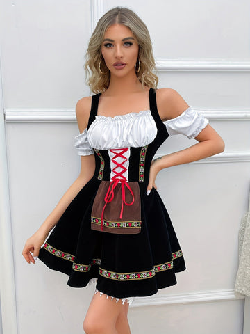 Herzblatt – Damen Dirndl schulterfrei mit fließendem Rock – Für Oktoberfest & Feste