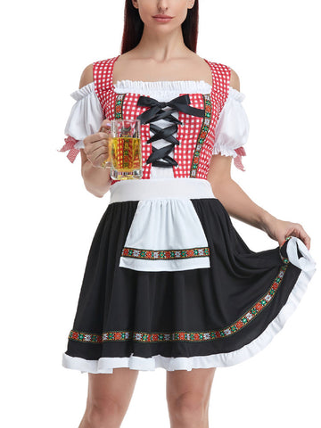 HerzTracht – Damen Dirndl Set aus Baumwolle mit Bluse & Schürze – Klassisch