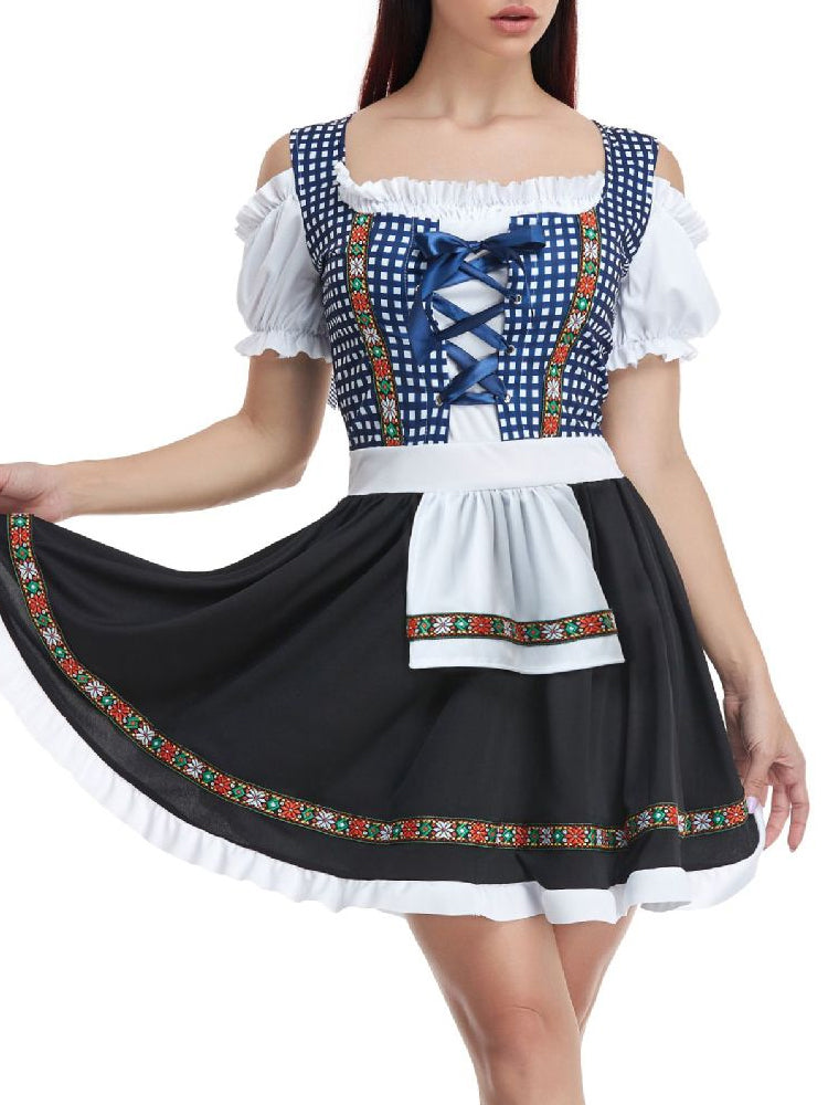 HerzTracht – Damen Dirndl Set aus Baumwolle mit Bluse & Schürze – Klassisch