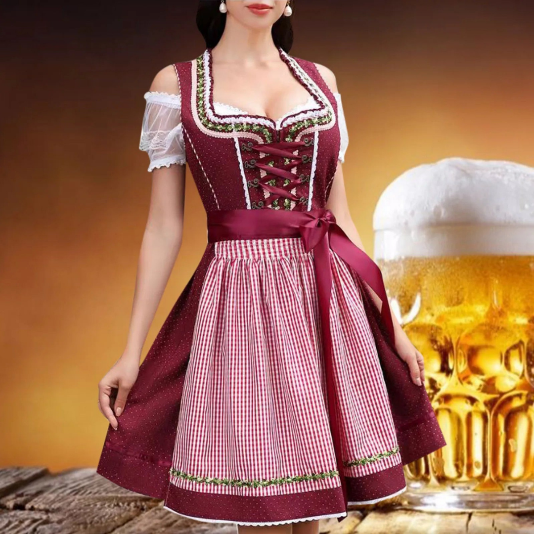 AlpenBrise – Damen Dirndl Polyester elegant – Für Oktoberfest & Hochzeit
