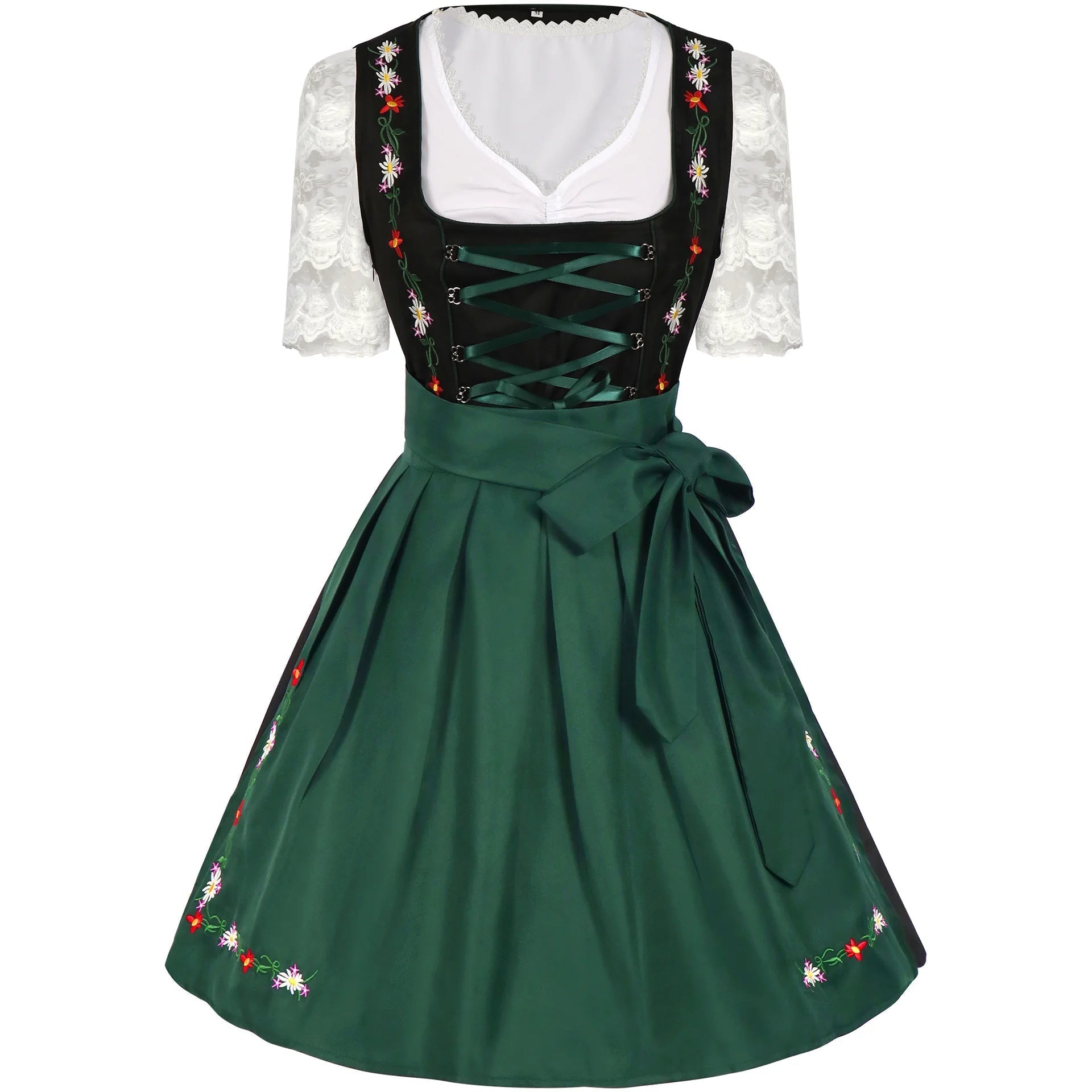 Alpengruss – Damen Dirndl traditionell Grün/Schwarz – Für Oktoberfest & Feste