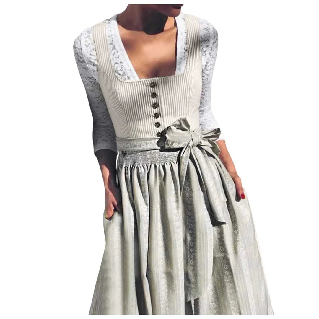 AlpenFein – Damen Dirndl mit ¾-Ärmeln & eckigem Ausschnitt – Trachtenstil