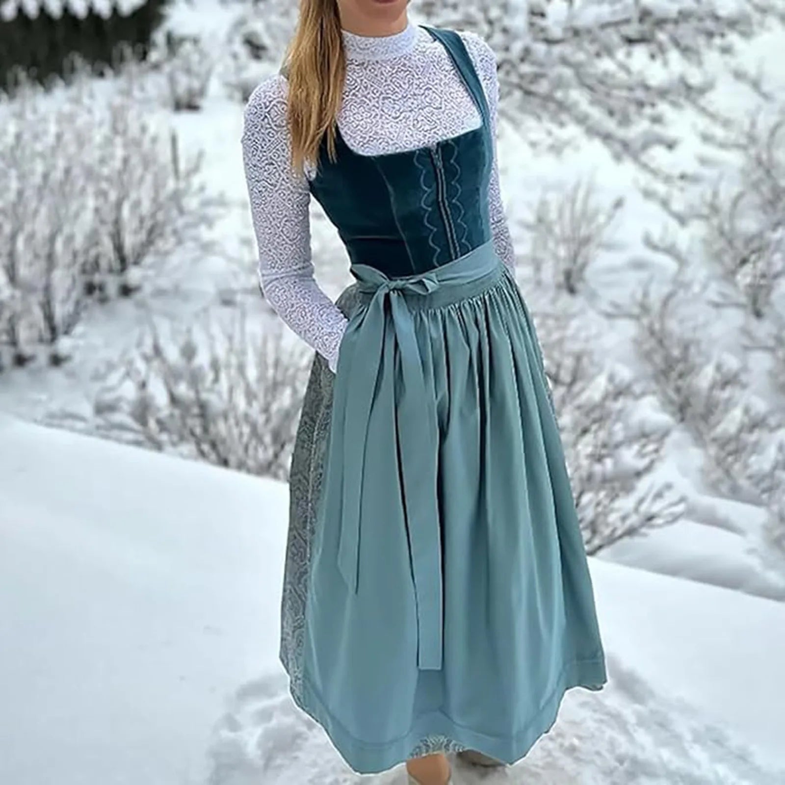Bergpoesie – Damen Dirndl Vintage Stil – Hochwertiger Stoff für Oktoberfest