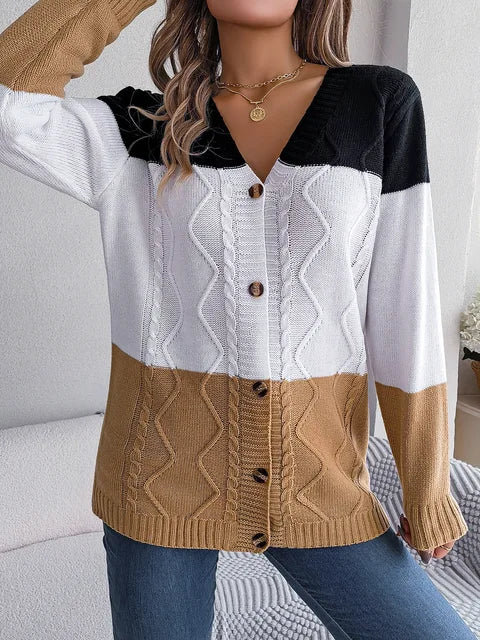 Langärmelige Strickjacke mit V-Ausschnitt - Delphi