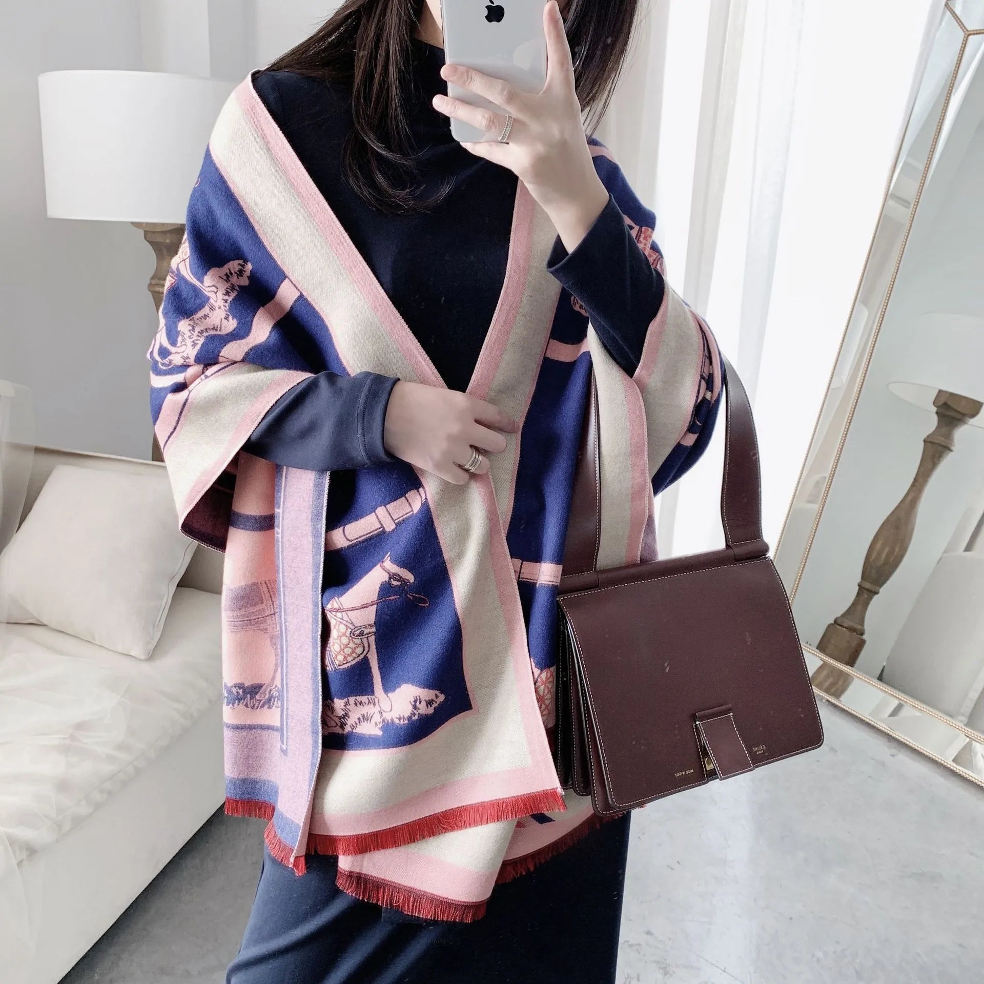 Equina Winter Schal Damen – Eleganter Pferdeprint Schal aus weichem Stoff für kalte Tage
