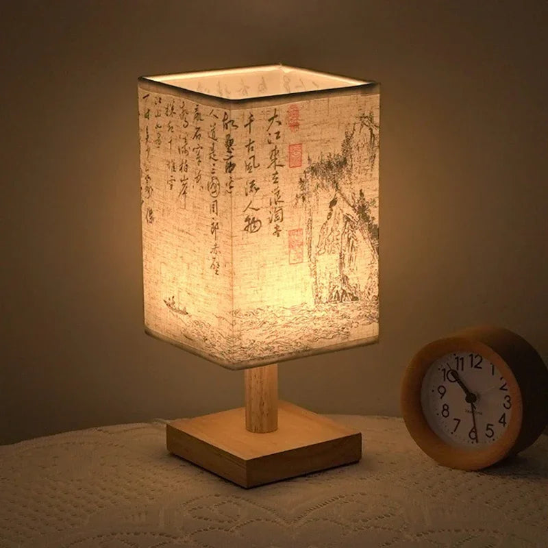 Lampe de table LED dimmable de style chinois pour chambre à coucher
