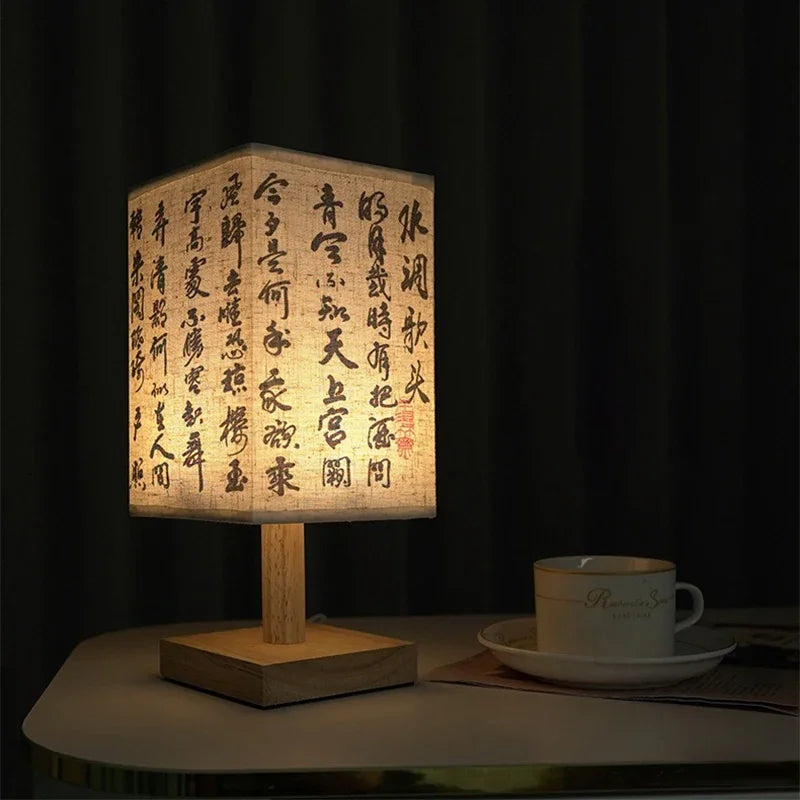 Lampe de table LED dimmable de style chinois pour chambre à coucher
