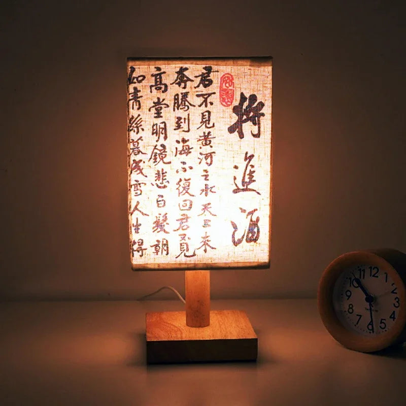 Lampe de table LED dimmable de style chinois pour chambre à coucher