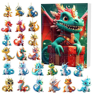 RexoRia – Adventskalender 2025 med 24 akryl-dinosaur vedhæng