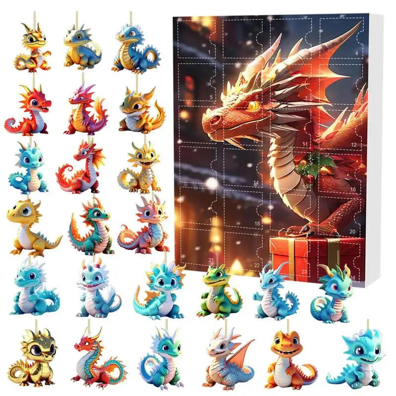 RexoRia – Adventskalender 2025 med 24 akryl-dinosaur vedhæng