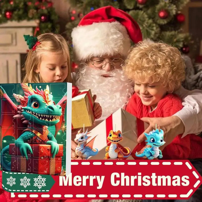 RexoRia – Adventskalender 2025 med 24 akryl-dinosaur vedhæng