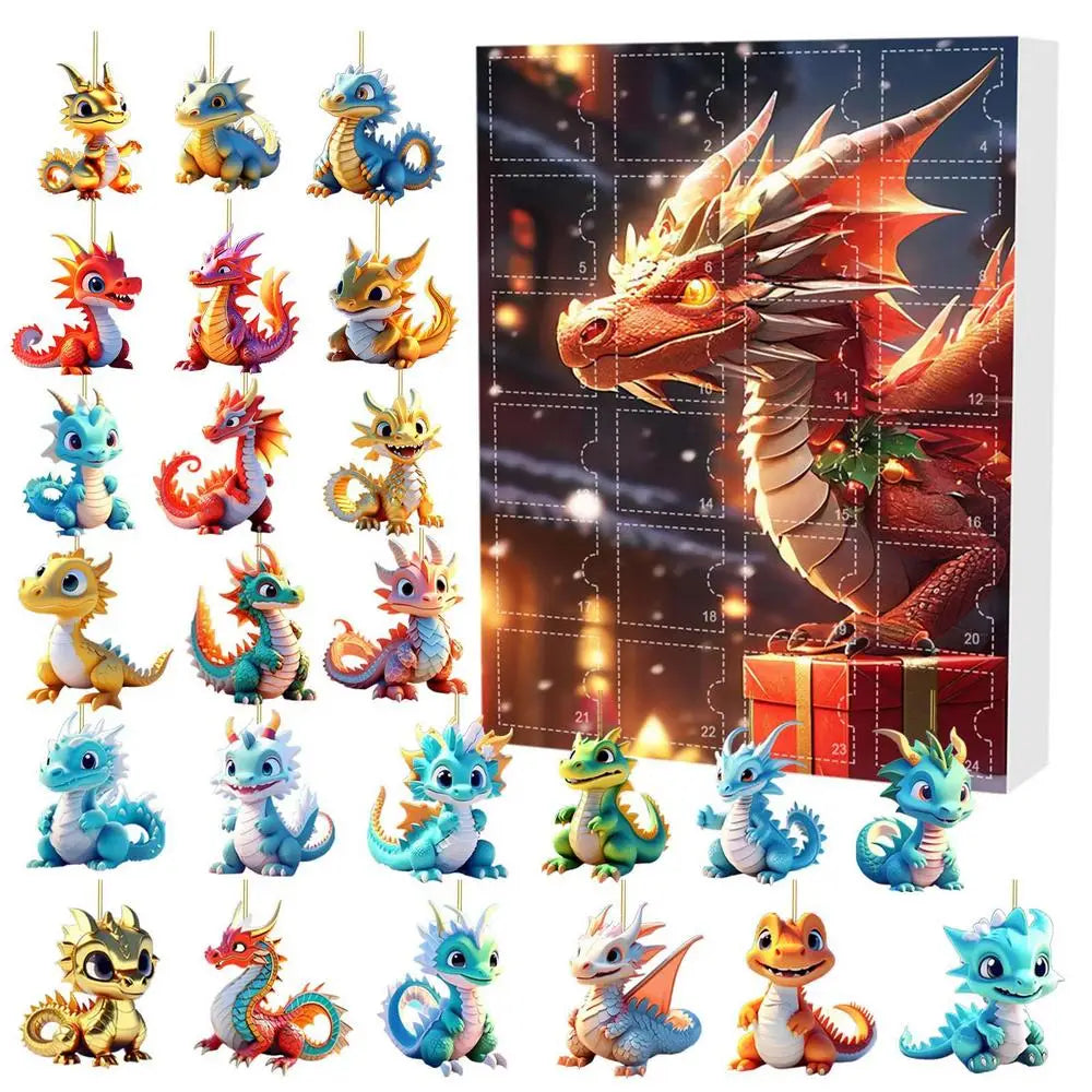 RexoRia – Adventskalender 2025 med 24 akryl-dinosaur vedhæng
