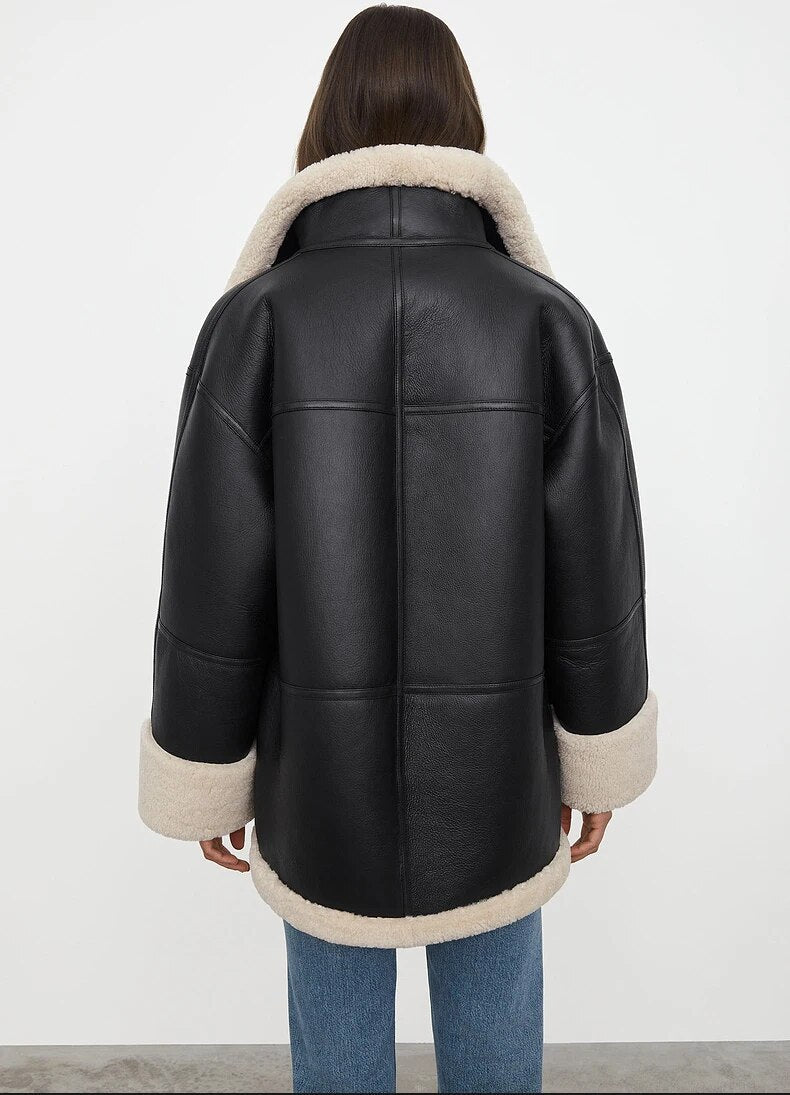 Alexis | Warmer Mantel mit Pelzbesatz