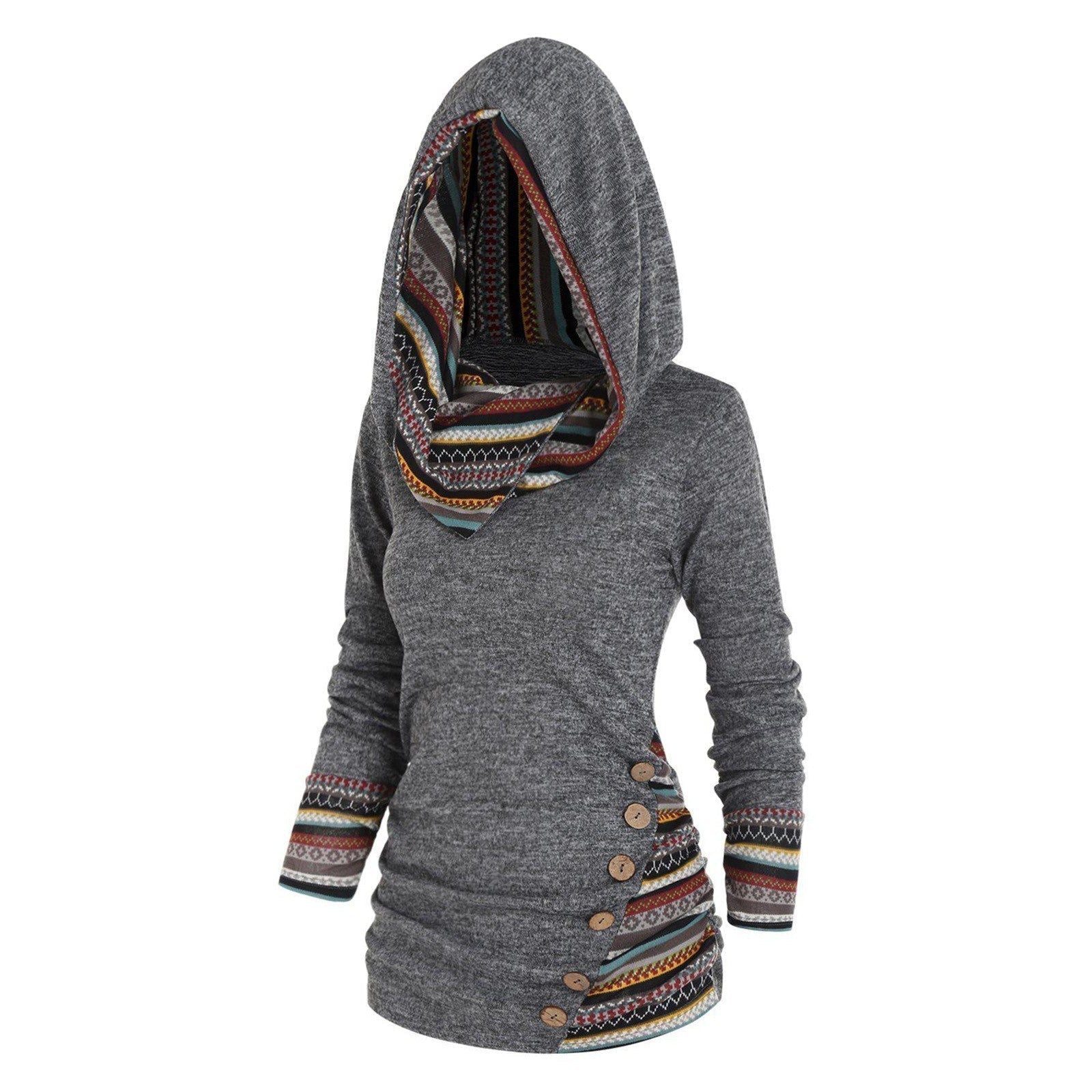 Kapuzenpullover mit Tribal-Muster – Lässig & Individuell