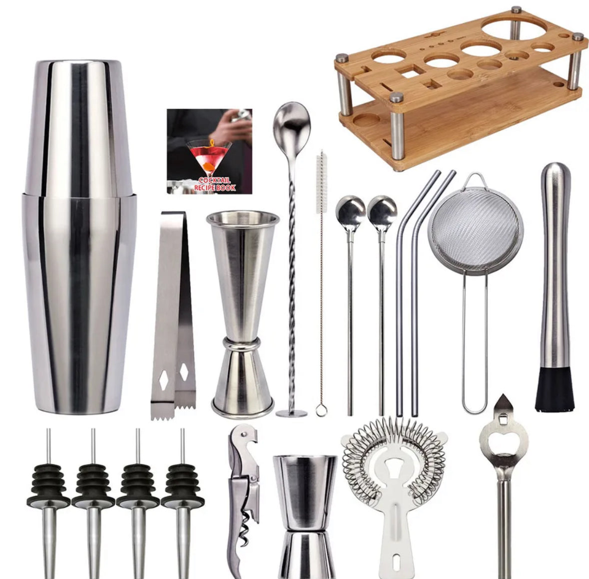 Devako Professionele Bartender Set - 23-delig, Fassungsvermögen 350ml-750ml, Komplette Cocktailtools