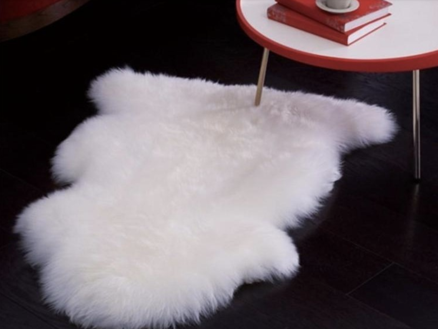 Jeté en peau de mouton en fausse fourrure et tapis d'aire