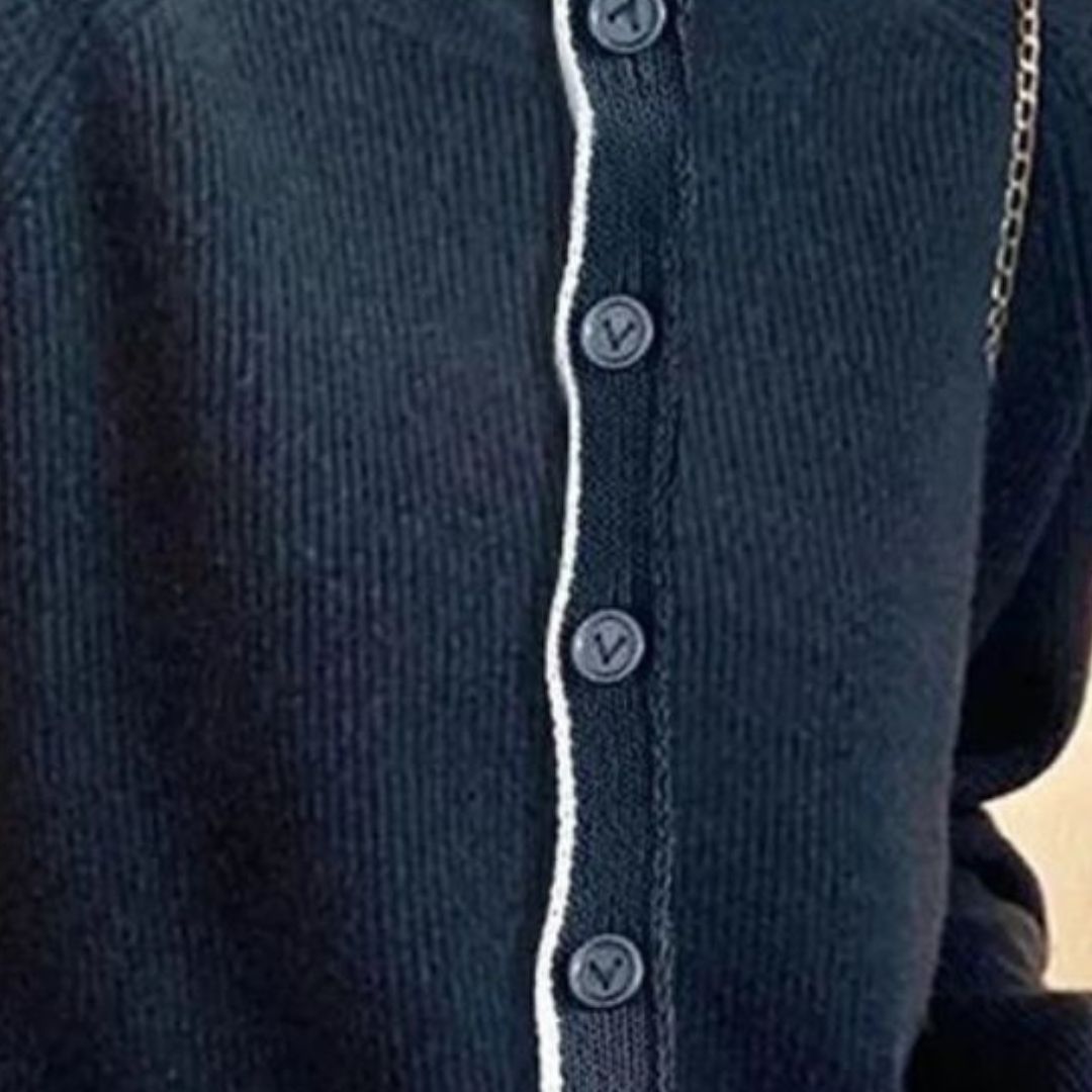 Elegante Strickjacke mit langem Hals - Floss